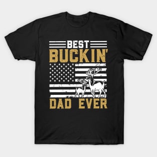 Best Bucking Dad Ever - USA Flag Dear Bows Hunting T-Shirt